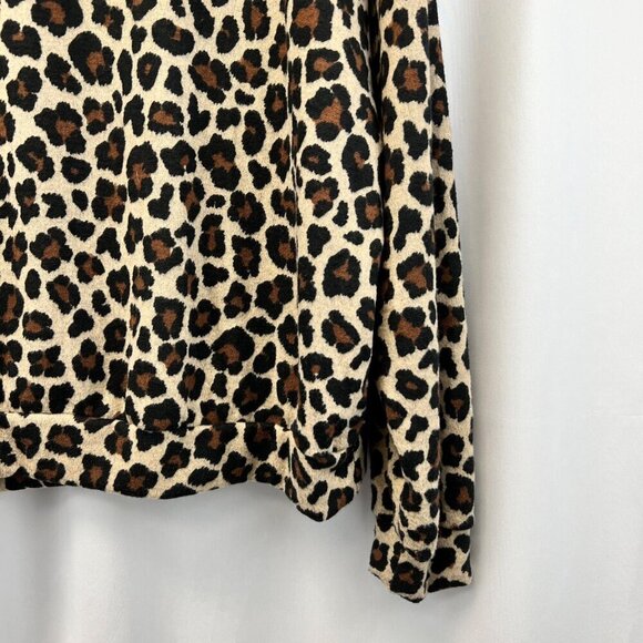 Dee Elly Women’s Long Sleeve Leopard Print Pullover Sweater Crew Neck S - Picture 4 of 9
